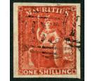 SG34. 1859 1/- Vermilion. Superb used with huge margins..