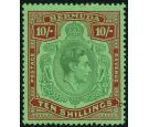 SG119. 1938 10/- Green and deep lake/pale emerald. Superb fre