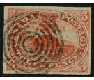 SG5. 1852 3d Red. Superb fine used...