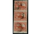 SG7.1852 3d Scarlet-vermilion. Superb used vertical strip of 3..