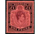 SG121bf. 1943 £1 Pale purple and black/pale red/ 'Gash in chin'