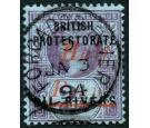 SG21 Variety. 1893 1/2d on 2 1/2d Purple/blue. "y" of "Penny" Om