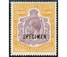 SG215s. 1912 $500 Purple and orange-brown. 'SPECIMEN'. Superb fr