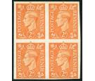 SG488c. 1941 2d Pale orange. 'Imperforate Pair'. U/M block of 4.