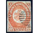 SG15. 1860 1/- Orange-vermilion. Superb used with excellent colo