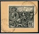 SG438. 1929 £1 Black. Brilliant fine used on piece...