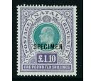 SG143s. 1902 £1.10/- Green and violet. 'SPECIMEN'. Superb fresh