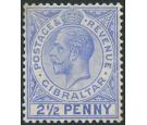 SG94a. 1921 2 1/2d Bright blue. Large '2' in '1/2'. Very fine mi