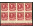 SG261. 1923 3c Carmine. Superb imprint block of 8...