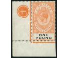 SG107. 1927 £1 Red-orange and black. Brilliant U/M plate number