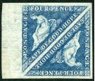 SG19a. 1864 4d Blue. Superb sheet marginal mint pair...