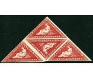 SG18. 1864 1d Deep carmine-red. Superb triangular mint block of 