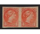 SG105a. 1891 3c Bright vermilion. 'Imperforate' Horizontal pair.