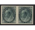 SG152a. 1898 1c Deep green. 'Imperforate' Horizontal pair...