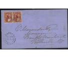 SG18. 1857 3d Red 'Thick Wove Paper'. Vertical pair...