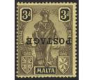 SG149a. 1926 3d Black/yellow 'Overprint Inverted'. Superb fresh