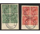 SG C3. 1921 Great Britain KGV 1/2d green and 1d red, strikes of
