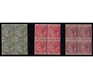 SG8-10. 1886 1/2d Dull green to 2d brown-purple (three values)..