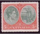 SG77ba. 1945 5/- Bluish green and scarlet 'Break in value tablet