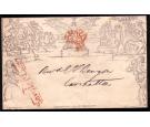 1840. 1d Mulready Envelope. Used to Carshalton...