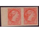 SG105a. 1891 3c Bright vermilion. 'Imperforate' Horizontal pair.