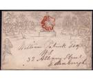 1840. 1d Mulready Envelope. Beautiful scarlet...