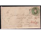 SG55. 1847 1/- Green. 'Embossed'. Envelope, with original letter