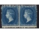 SG13. 1869 1/- Indigo. Stunning fresh pair...