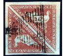 SG1. 1853 1d Pale brick-red. Outstanding used pair with huge mar