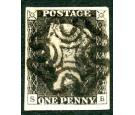 1840 1d Grey-black. Plate.10, lettered S-B. Choice superb fine u