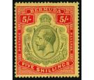 SG53c. 1918 5/- Deep green and deep red/yellow 'Nick in top righ