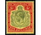 SG53df. 1920 5/- Green and carmine-red/pale yellow 'Damaged leaf