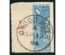 SG58c Variety. 1894 '1/2' on half 1d Pale blue. With additional 