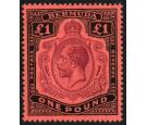 SG55b. 1918 £1 Purple and black/red 'Broken Crown and scroll'..
