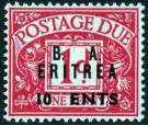 SG ED7a. 1950 10c on 1d Carmine. 'C' of 'CENTS' Omitted. Brillia