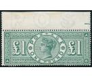 SG212. 1891 £1 Green. Superb fresh U/M sheet marginal mint...