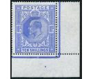 SG319. 1912 10/- Blue. Choice superb U/M corner marginal "date c