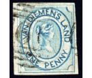 SG3. 1853 1d Pale blue. Very fine used...