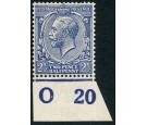 SG373. 1920 2 1/2d Indigo-blue. Superb fresh control sheet margi