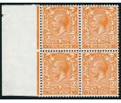 SG421a. 1924 2d Orange. 'No Watermark'. Stunning U/M sheet margi