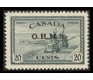 SG O168a. 1949 20c Slate. Missing stop after 'S'. Brilliant fres