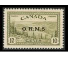 SG O166a. 1949 10c Olive-green. Missing stop after 'S'. Brillian