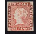 SG12. 1854. 1d Red. 'Intermediate Impression'.  A staggering unu