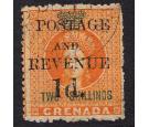 SG45b. 1891 1d on 2s Orange. 'Wide Space'. Superb fine used...