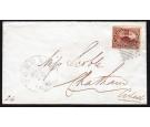 SG18. 1857 3d Red. Superb used on neat white clean cover...