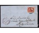 SG22. 1857 3d Red. Superb used on neat cover...