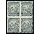 SG253c. 1938 4d Black. 'Scratched Plate'. Brilliant U/M block...