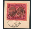 SG91. 1923 £1 Black and purple/red. Superb used on piece...