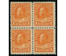 SG255. 1923 $1 Brown-orange. Superb mint block of 4...