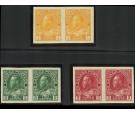 SG259-261. 1923 Set of 3. 'Imperforate Pairs'. Superb fresh mint